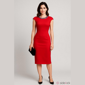 TED Baker red jewelled neckline midi Dress Size 0 Lunar New Year Valentines Day